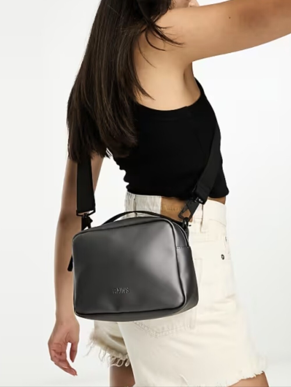 Rains Metallic Grey Crossbody Box Bag